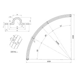 Vodiaci profil pre brány, U ø20mm profil, polomer 1m, zakrivenie 90 stupňov, 2 kusy v balení Vodiaci profil pre brány, U ø20mm profil, polomer 1m, zakrivenie 90 stupňov, 2 kusy v balení